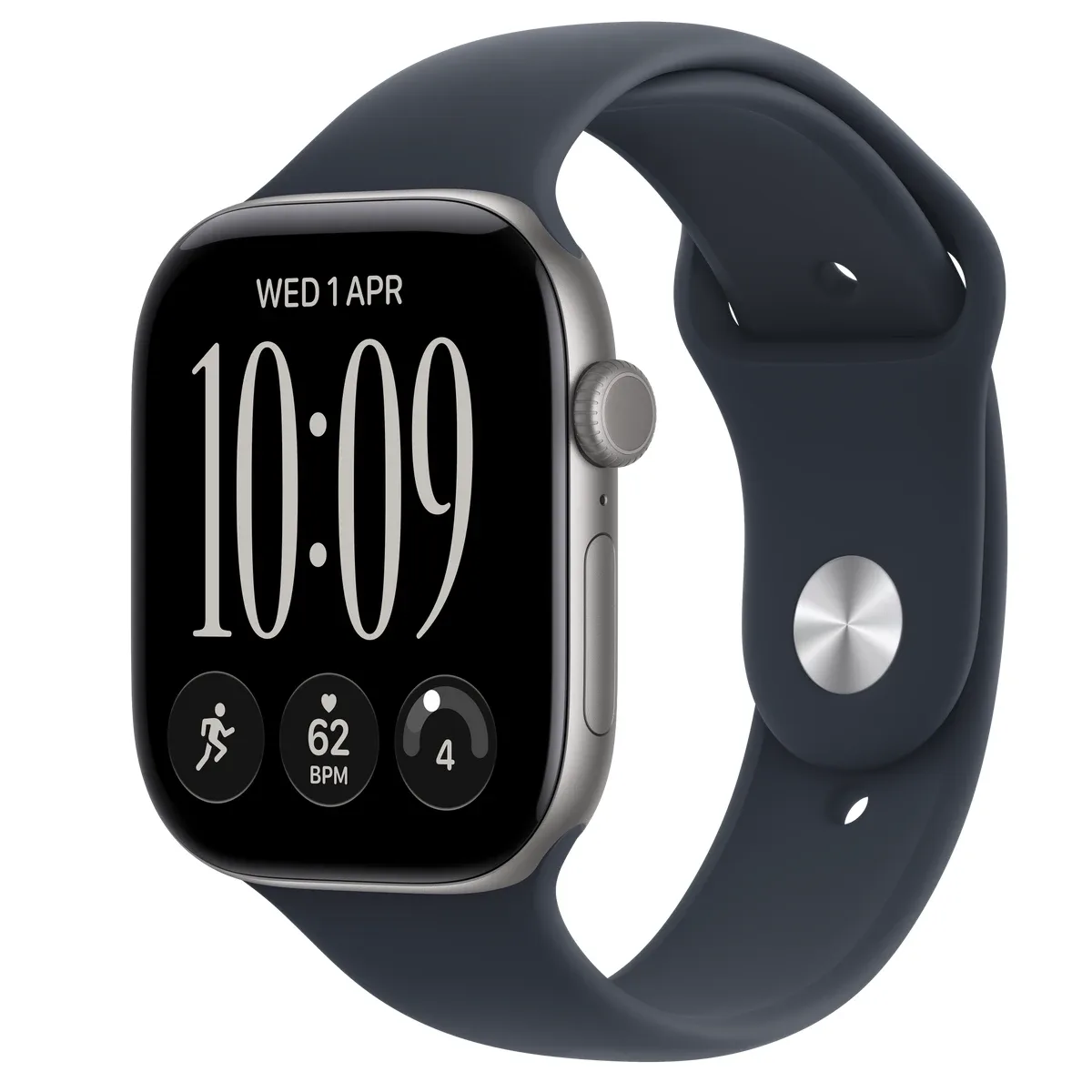 Apple Watch Series 12 (GPS + Cellular) - 46 mm - space grey aluminium - smart watch with sport band - rubber - navy blue - band size: M/L - 64 GB - Bluetooth, LTE, Wi-Fi 4, UWB - 5G - 38.6 g