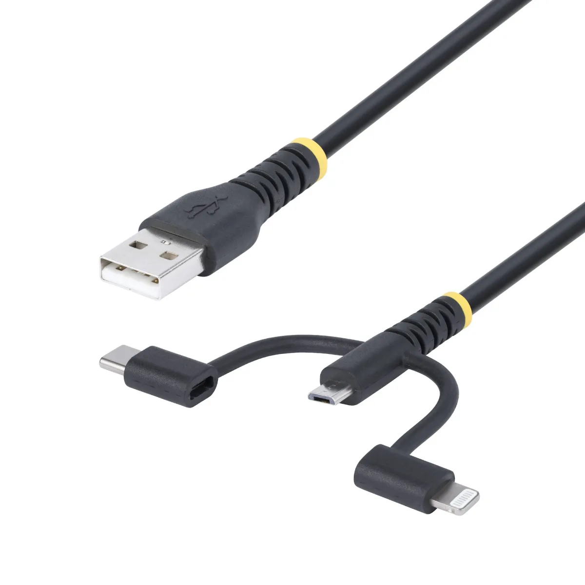RUGGED USB MULTI CHARGING CABLE USB TO LIGHTNING/MICRO-USB/TYPE-