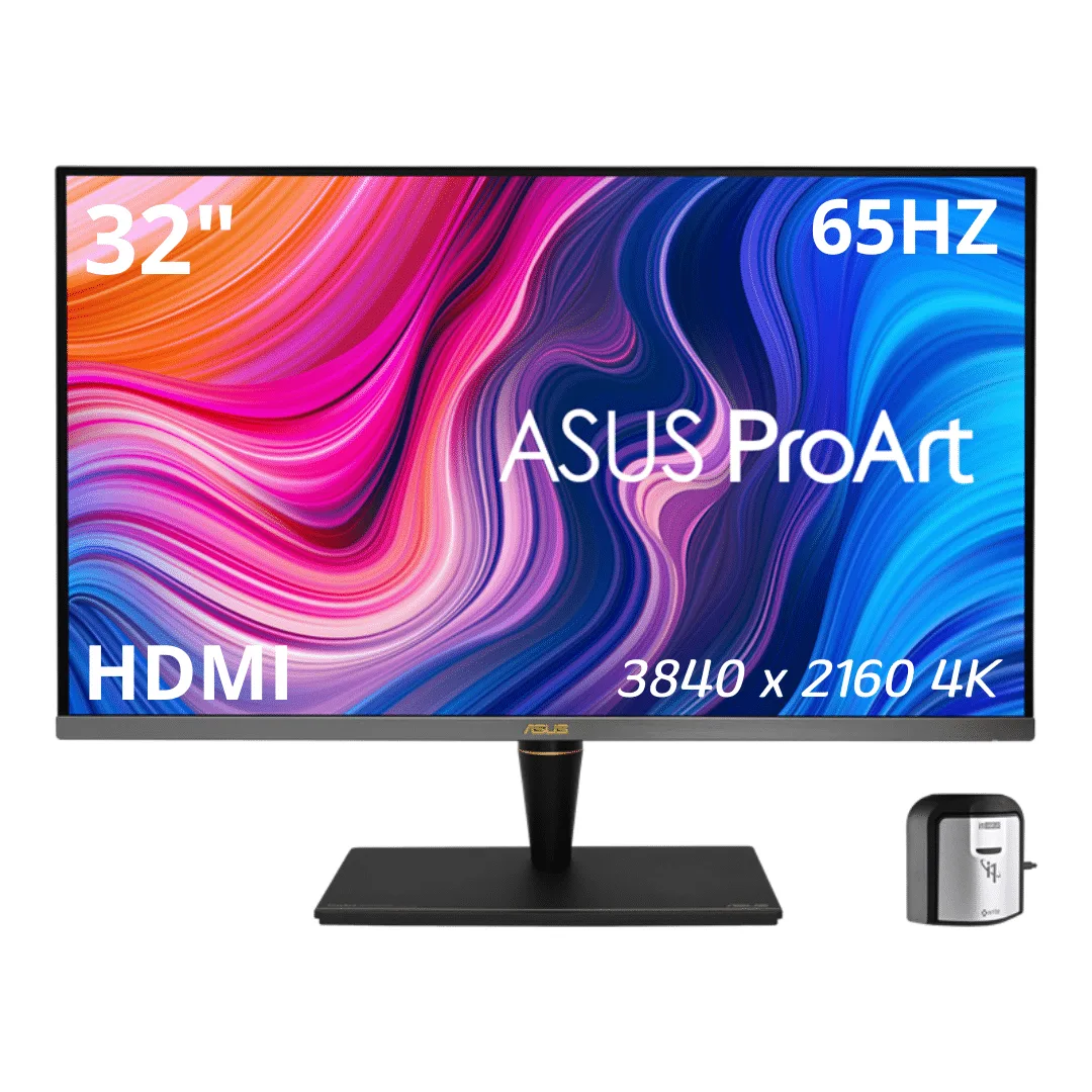 ASUS ProArt PA32UCX-PK - LED monitor - 32" - 3840 x 2160 4K @ 65 Hz - IPS - 1200 cd/m² - 1000:1 - DisplayHDR 1000 - 5 ms - 3xHDMI, DisplayPort, 2xThunderbolt 3 - speakers - black - with X-Rite i1 Display Pro