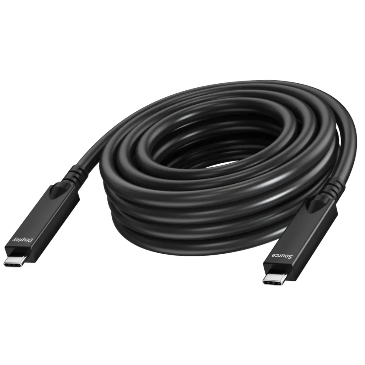 10 m USB C cable -active optical cable - 2 lane supports DP 1.4 (16.2 gbps) and USB 2.0 (480 mbps) - 4 lane supports DP 2.1 (40 gbps) and USB 3.2 (10 gbps) - supports pd 60w charging current - reinforced by kevlar - USB C 3.2 (m) to USB C 3.2 (m) - outer