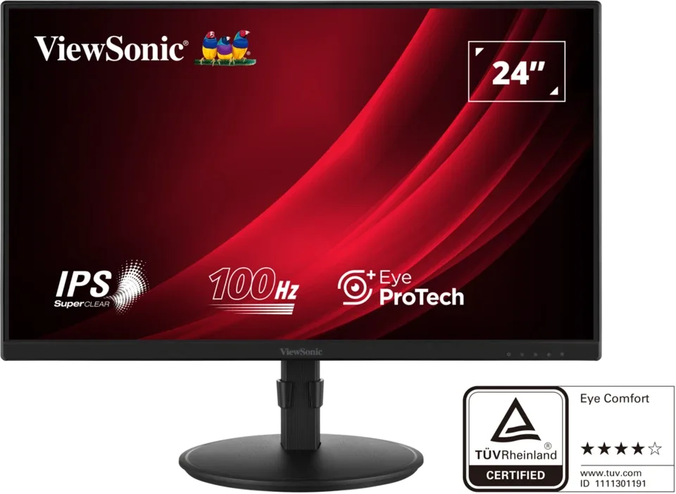 ViewSonic VG2408A-MHD - LED monitor - 24" (23.8" viewable) - 1920 x 1080 Full HD (1080p) @ 100 Hz - IPS - 250 cd/m² - 1300:1 - 5 ms - HDMI, VGA, DisplayPort - speakers