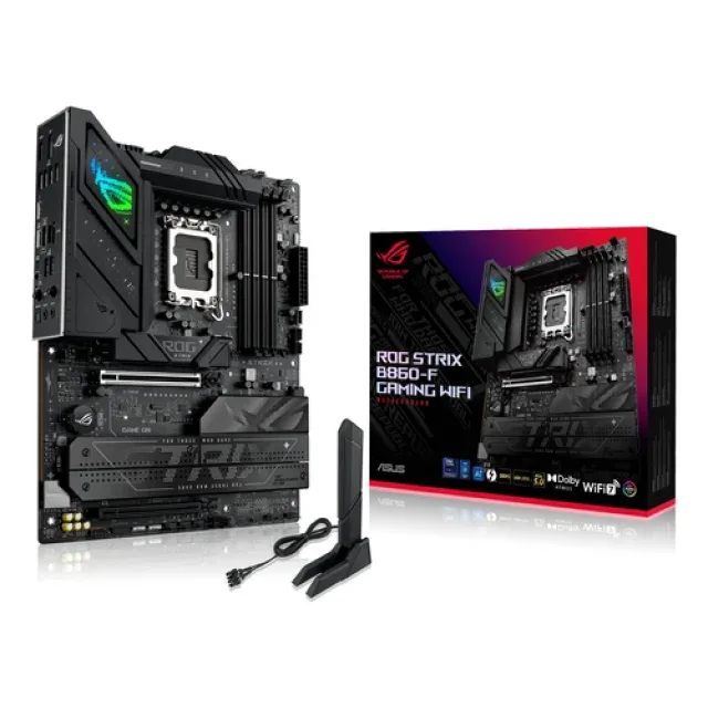 ASUS ROG STRIX B860-F GAMING WIFI - Motherboard - ATX - LGA1851 Socket - B860 Chipset - USB4, USB 3.2 Gen 2, USB-C 3.2 Gen 2x2, USB 3.2 Gen 1 - Wi-Fi 7, 2.5 Gigabit LAN, Bluetooth - onboard graphics (CPU required) - HD Audio (8-channel)