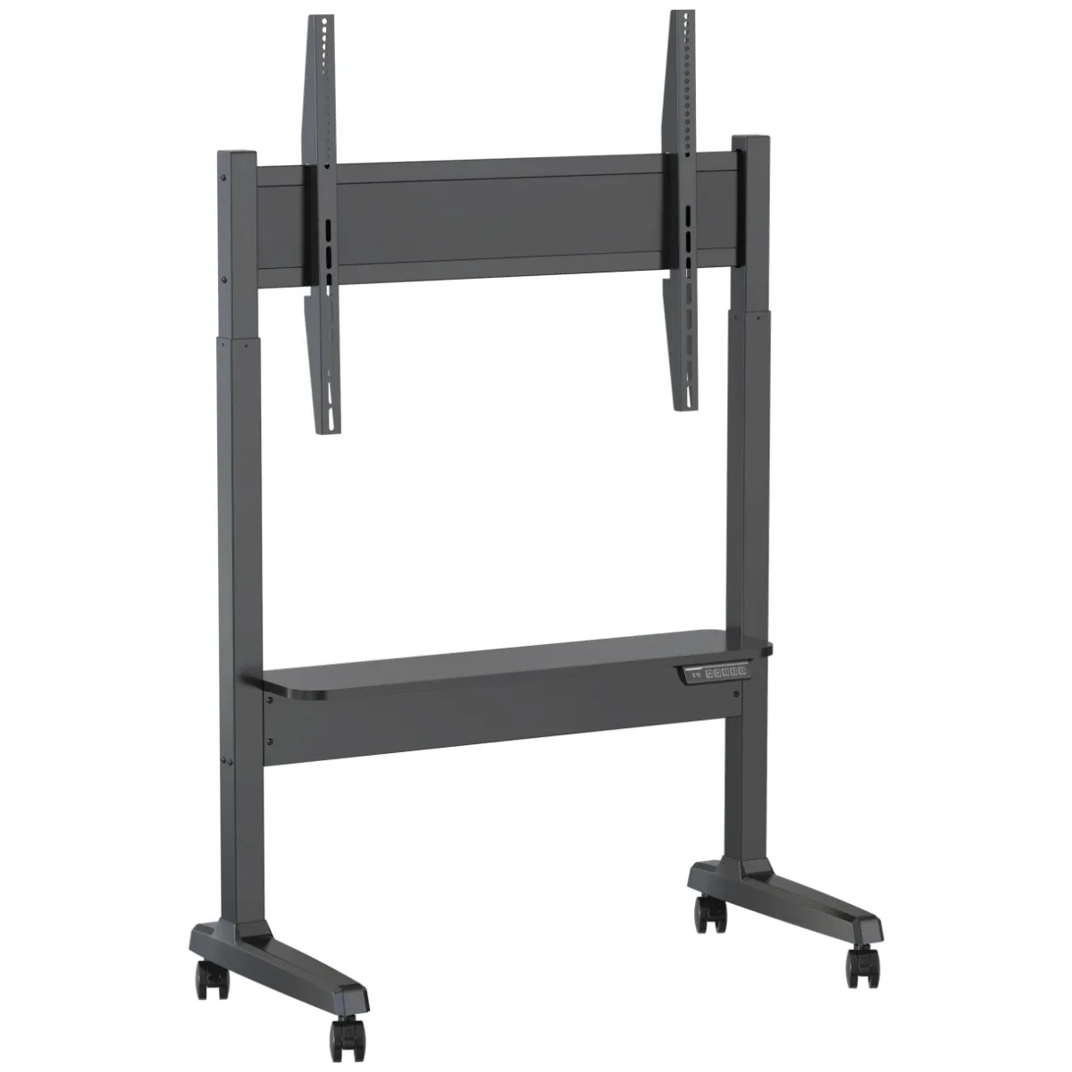 Display floor stand trolley - motorised - steel cart fits display 40 to 86" with VESA sizes up to 800 x 600 - motorised height adjustment 400 mm - no tilt adjustment - wide bottom shelf - locking wheels - SWL 60 kg - black