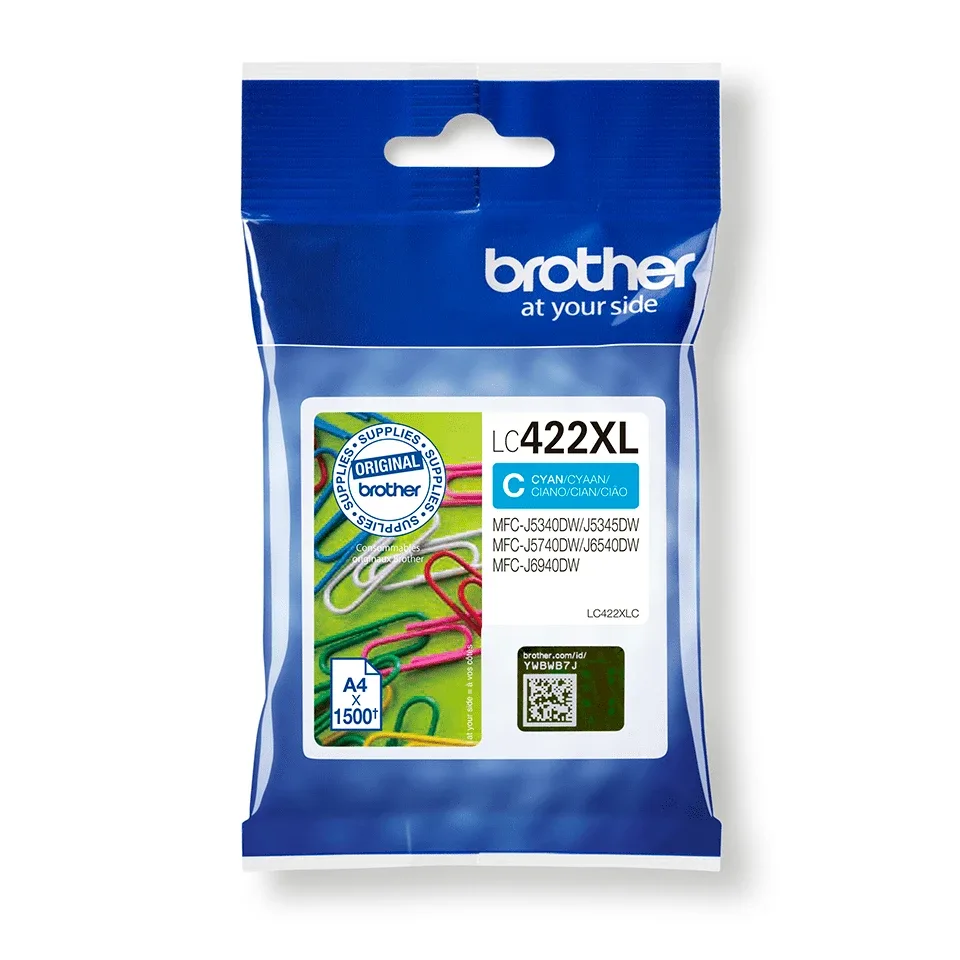 Brother LC422XLC - High Yield - cyan - original - ink cartridge - for Brother MFC-J5340DW, MFC-J5345DW, MFC-J5740DW, MFC-J6540DW, MFC-J6940DW