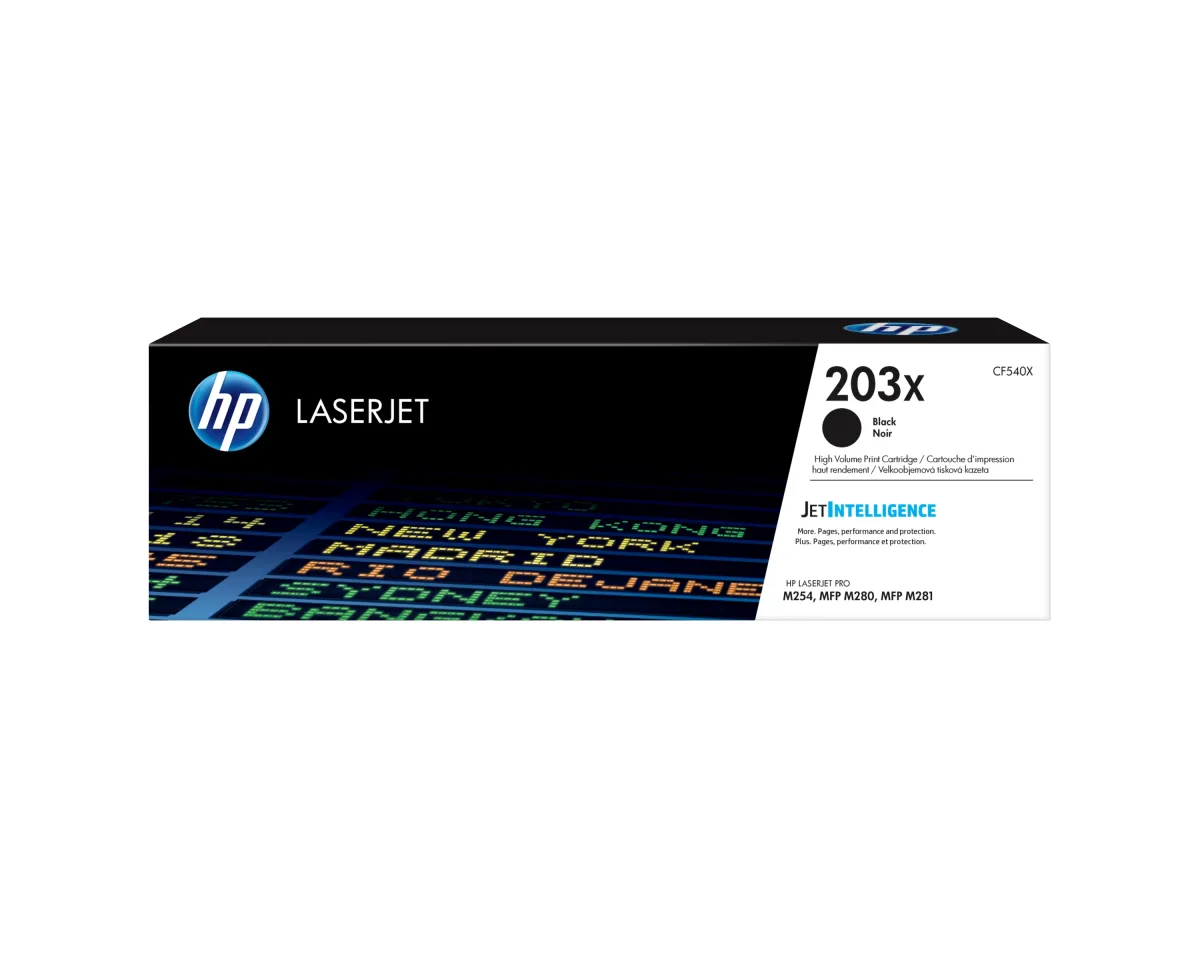 HP 203X - High Yield - black - original - LaserJet - toner cartridge (CF540X) - for Color LaserJet Pro M254dw, M254nw, MFP M280nw, MFP M281fdn, MFP M281fdw