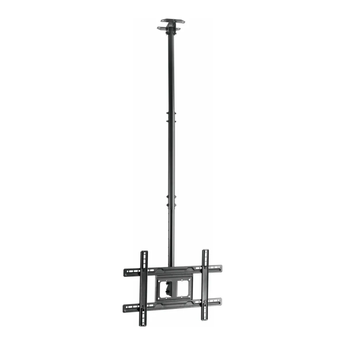 Display ceiling mount - fits monitors and displays 32 to 75" with VESA sizes from 100 x 100 to 600 x 400 - distance from ceiling to centre of screen 707 to 1577 mm - tilt adjustment -5 to 25 degrees - swivel adjustment 60 degrees - swl 50 kg - cable management - black