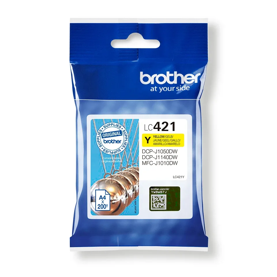 Brother LC421Y - Yellow - original - ink cartridge - for Brother DCP-J1140DW, DCP-J1800DW, MFC-J1010DW, MFC-J1012DW