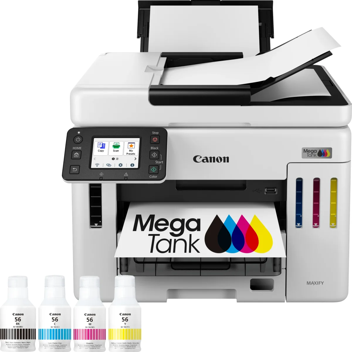Canon MAXIFY GX7150 MegaTank - Multifunction printer - colour - ink-jet - CISS - Legal (216 x 356 mm), A4 (210 x 297 mm) (original) - A4/Legal (media) - up to 24 ipm (printing) - 600 sheets - 33.6 Kbps - USB 2.0, Wi-Fi(n), LAN