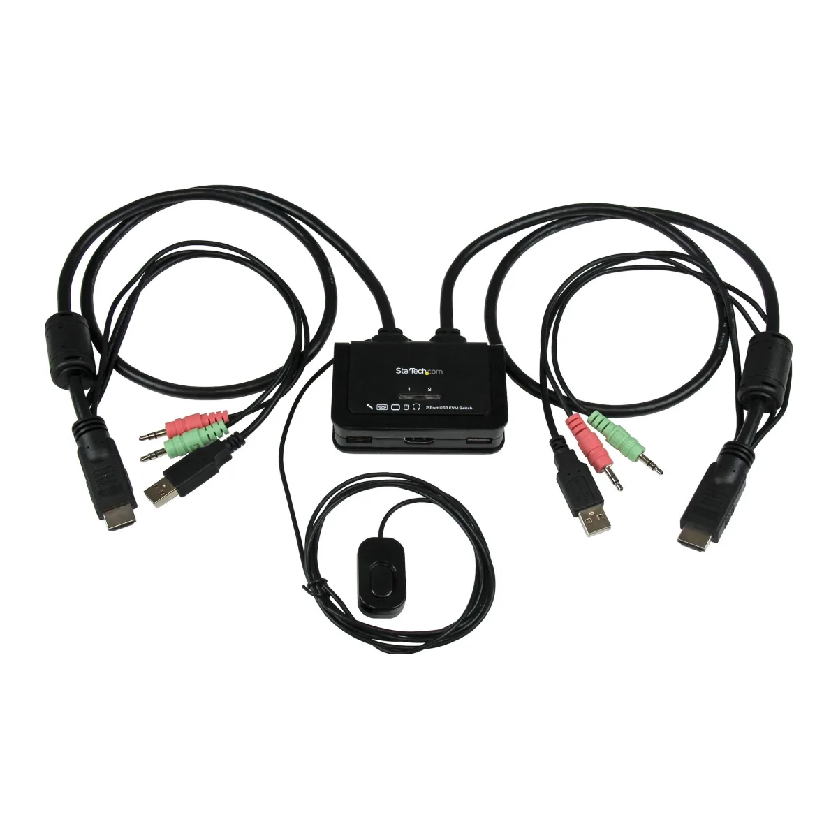 Startech 2 Port USB HDMI Cable KVM Switch with Audio and Remote Switch - USB Powered KVM with HDMI - Dual Port HDMI KVM Switch (SV211HDUA) - KVM / audio switch - 2 x KVM / audio - 1 local user - desktop