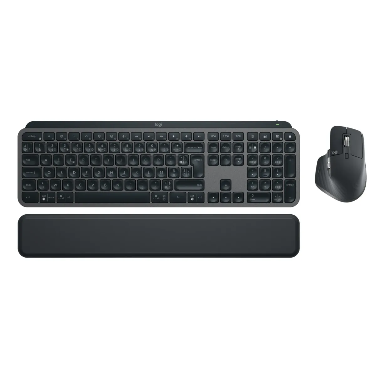 Logitech MX Keys Combo for Business - 2nd Generation - keyboard and mouse set - backlit - wireless - Bluetooth LE - AZERTY - French - graphite