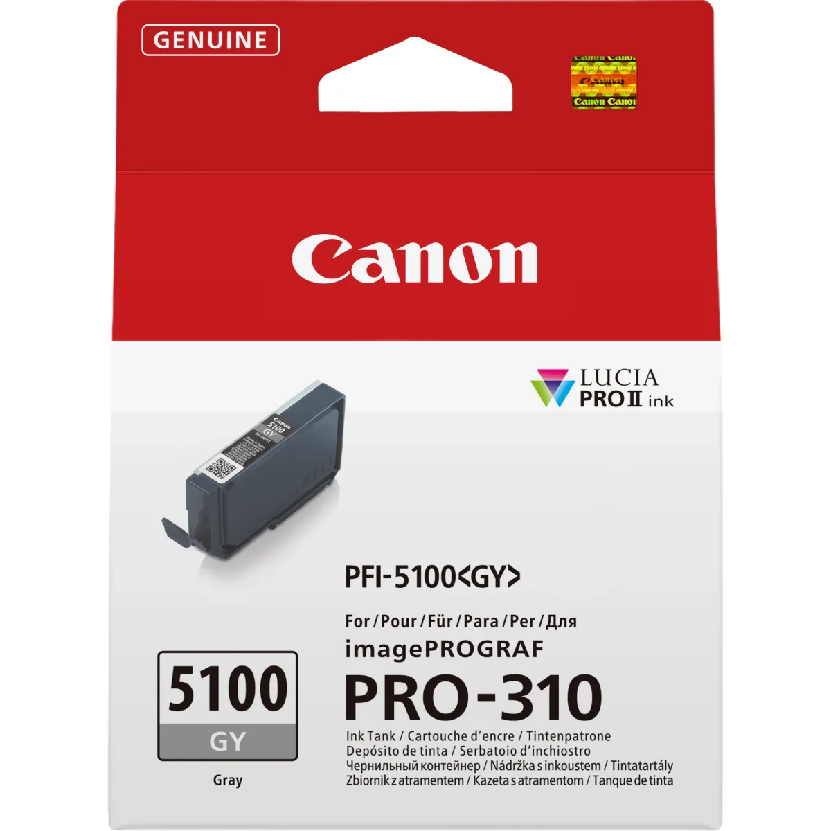 Canon PFI-5100 GY - 14.4 ml - grey - original - hanging box - ink tank - for imagePROGRAF PRO-310