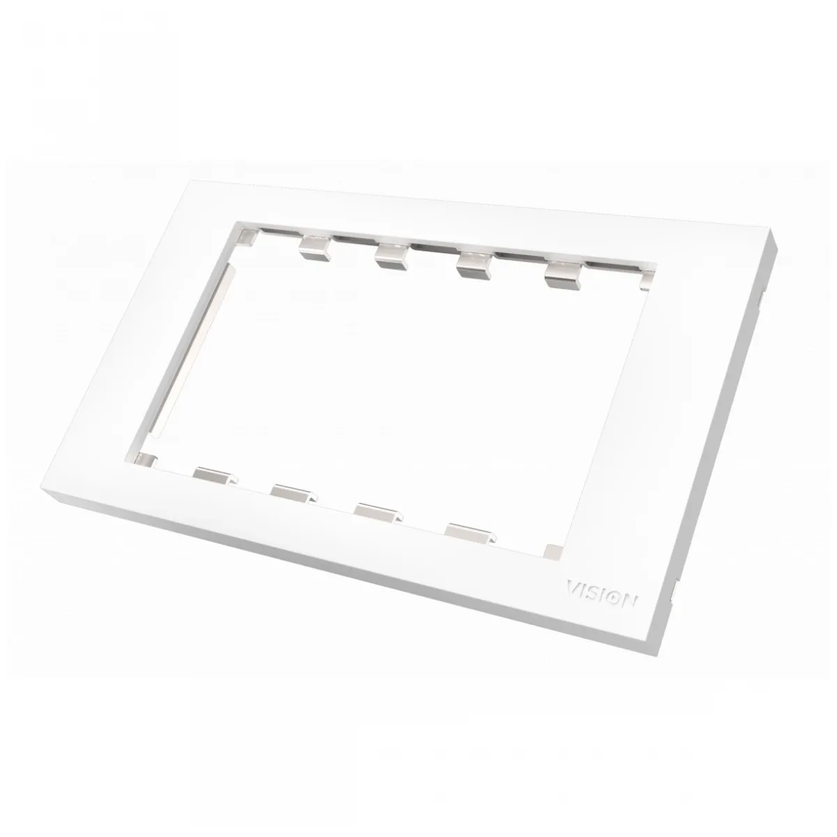 Modular AV faceplate component - double-gang UK surround - frame which accommodates 5 modules - fits to tc3 backbox2g or any standard double-gang UK backbox (pattress) 146 x 86 mm - plastic - white