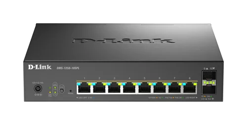 D-Link DMS-1250-10SPL - Switch - L2+ - smart - 2 x 10/100/1000/2.5G (PoE++) + 6 x 10/100/1000/2.5G (PoE+) + 2 x 10 Gigabit SFP+ - desktop - PoE++ (120 W)