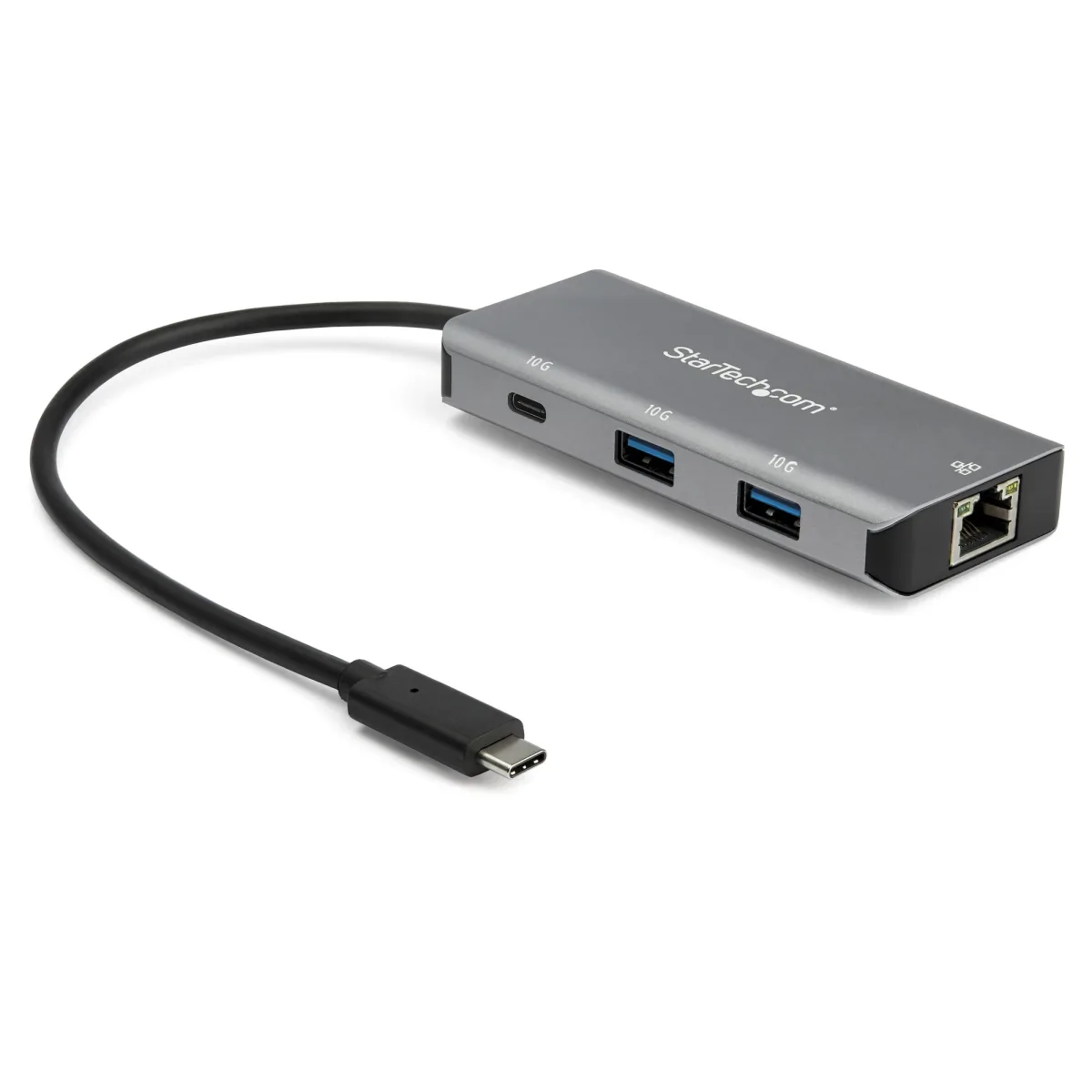 Startech 3 Port USB C Hub with Gigabit Ethernet RJ45 GbE Port, 2x USB-A, 1x USB-C, SuperSpeed 10Gbps USB 3.1/3.2 Gen 2 Type C Hub Adapter, USB Bus Powered, Aluminum, Works w/TB3 - Windows/macOS/Linux - Hub - 1 x USB-C + 2 x USB 3.1 + 1 x 10/100/1000 - desktop