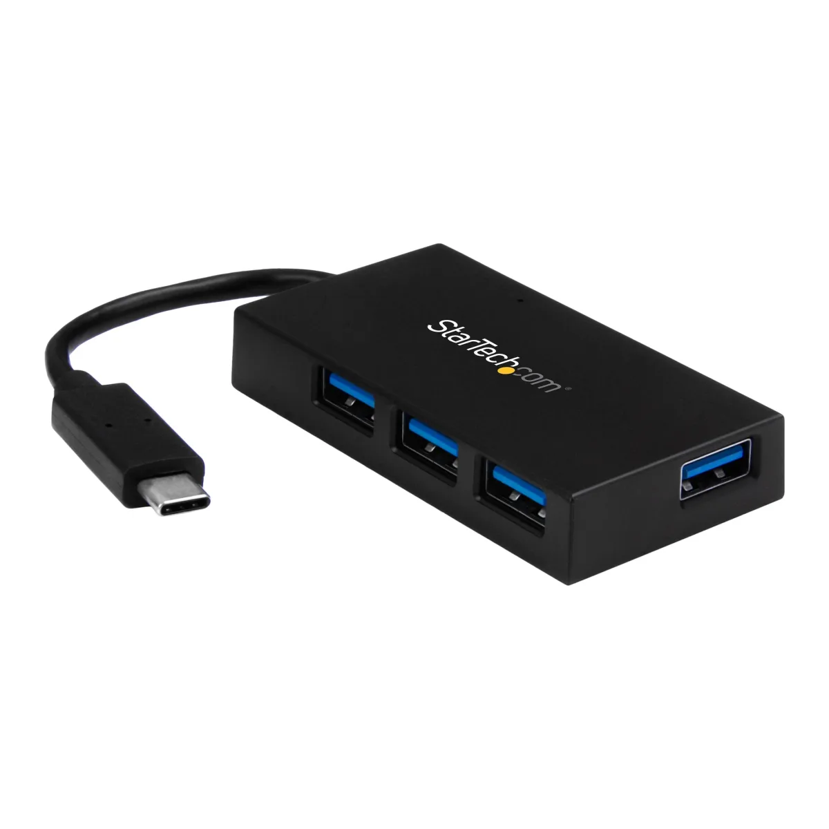 Startech 4 Port USB C Hub with 4x USB-A Ports USB 3.0 (USB 3.1/3.2 Gen 1 SuperSpeed 5Gbps), USB Bus or Self Power, Portable USB Type-C to USB-A BC 1.2 Charging Hub w/Power Adapter - Windows/macOS/Linux (HB30C4AFS) - Hub - 4 x SuperSpeed USB 3.0 - desktop