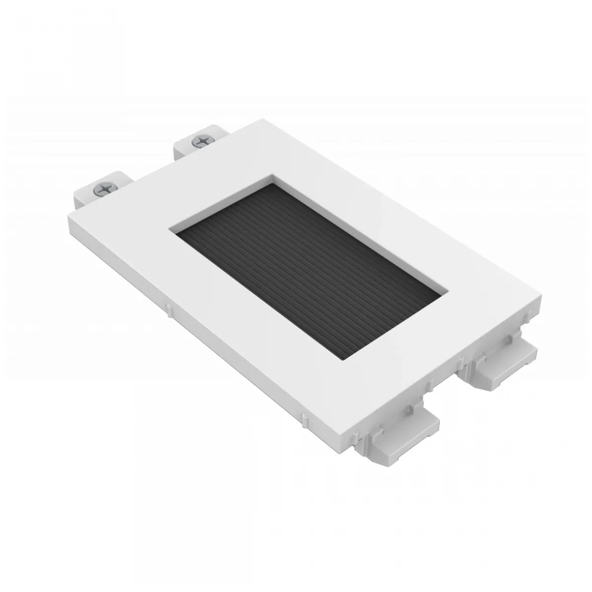 Modular AV faceplate component - brush module - simple double-width module with hole for pulling cables out - brushes cover 42 x 22 mm aperture - fixes into techconnect surrounds - plastic - white