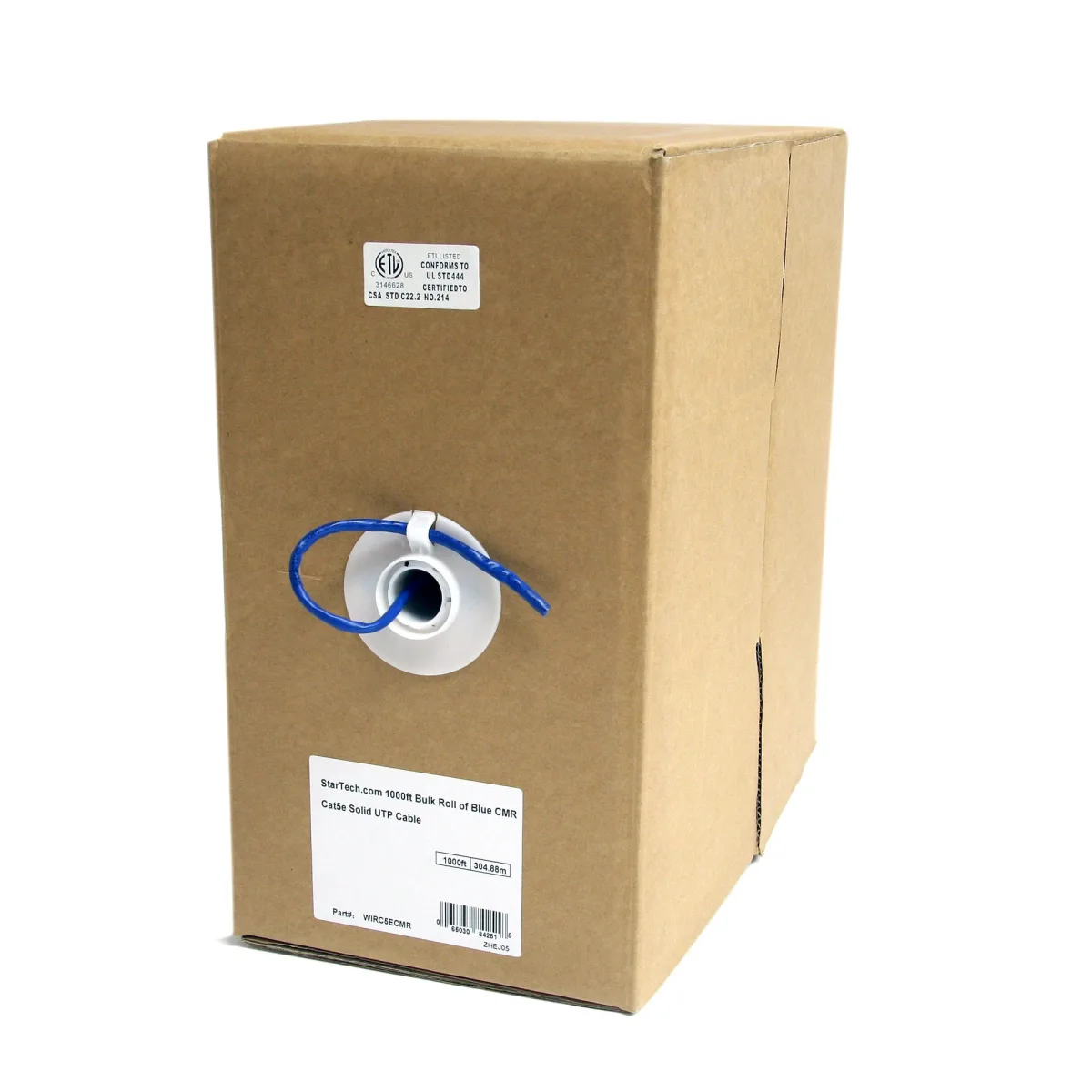 Startech 1000ft CAT5e Ethernet Cable - Blue - Bulk Roll - Solid UTP Cable - CMR Rated - Box of CAT5e Network Wire Cable (WIRC5ECMR) - Bulk cable - 305 m - UTP - CAT 5e - solid - blue - for P/N: POEEXT2GAT, ST1000SPEXI, ST5GPEXNB, USB2001EXT2P, USB2001EXT2PNA, USB2001EXTV