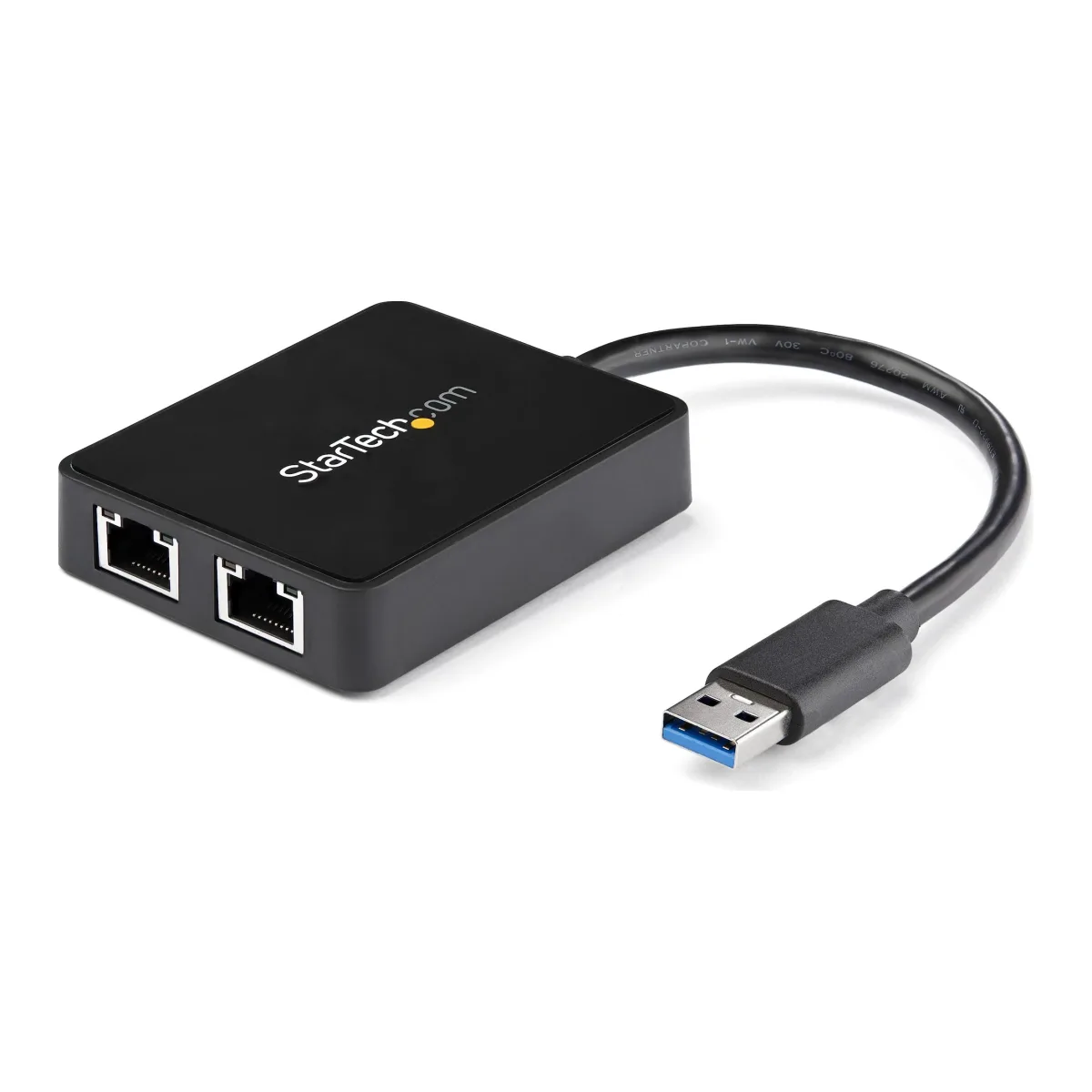 Startech USB 3.0 to Dual Port Gigabit Ethernet Adapter w/ USB Port - 10/100/100 - USB Gigabit LAN Network NIC Adapter (USB32000SPT)