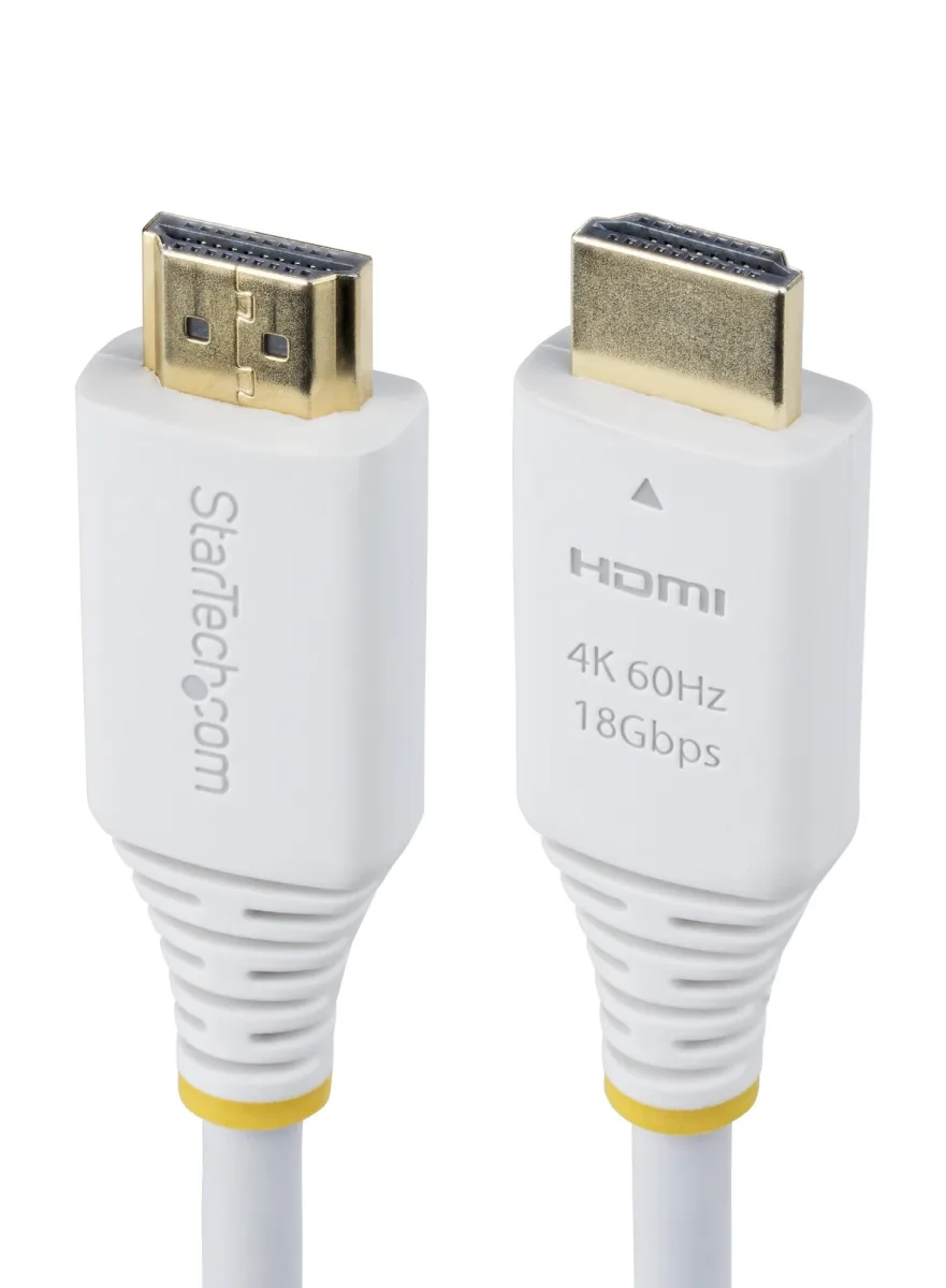 Startech 10ft (3m) Premium Certified High Speed HDMI Cable, 4K60Hz - Premium High Speed - HDMI cable with Ethernet - HDMI male to HDMI male - 3 m - shielded - white - passive, 2K144Hz support, 4K60Hz UHD support, HDR10 support