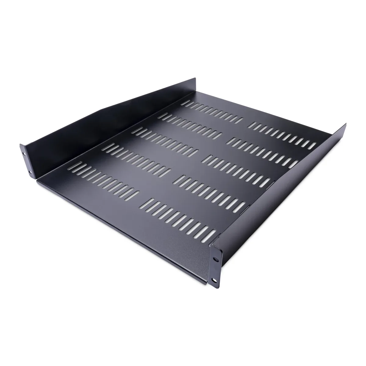 Startech 1U Server Rack Shelf, 2U 22in Universal Fixed Vented Network Rack Shelf/Cantilever Tray for 19" AV/Data/Network Equipment Enclosure w/Cage Nuts & Screws, 50lbs Weight Cap. - 2U Network Rack Shelf (CABSHELF22V) - Rack shelf - black - 2U - 22" - for P/N: RK12OD2, RK2433BKM, RK2537BKM, RK3236BKF, RK4236BKB, RK4242BK24, RK4242BK30