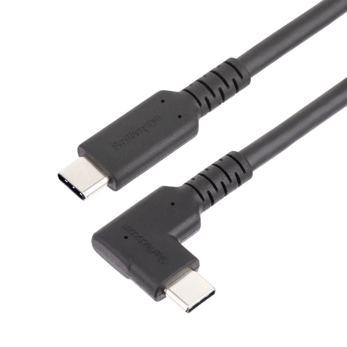 StarTech 6ft (2m) Rugged Right Angle USB-C Cable, USB 3.2 Gen 1 (5 Gbps), USB C to C Data Transfer Cable, 4K 60Hz DP Alt Mode, 100W Power Delivery - 90 Degree USB-C Cable (RUSB315CC2MBR) - USB cable - USB-C (M) straight to USB-C (M) right-angled - USB 3.2 Gen 1 - 2 m - 4K60Hz support, rugged - black