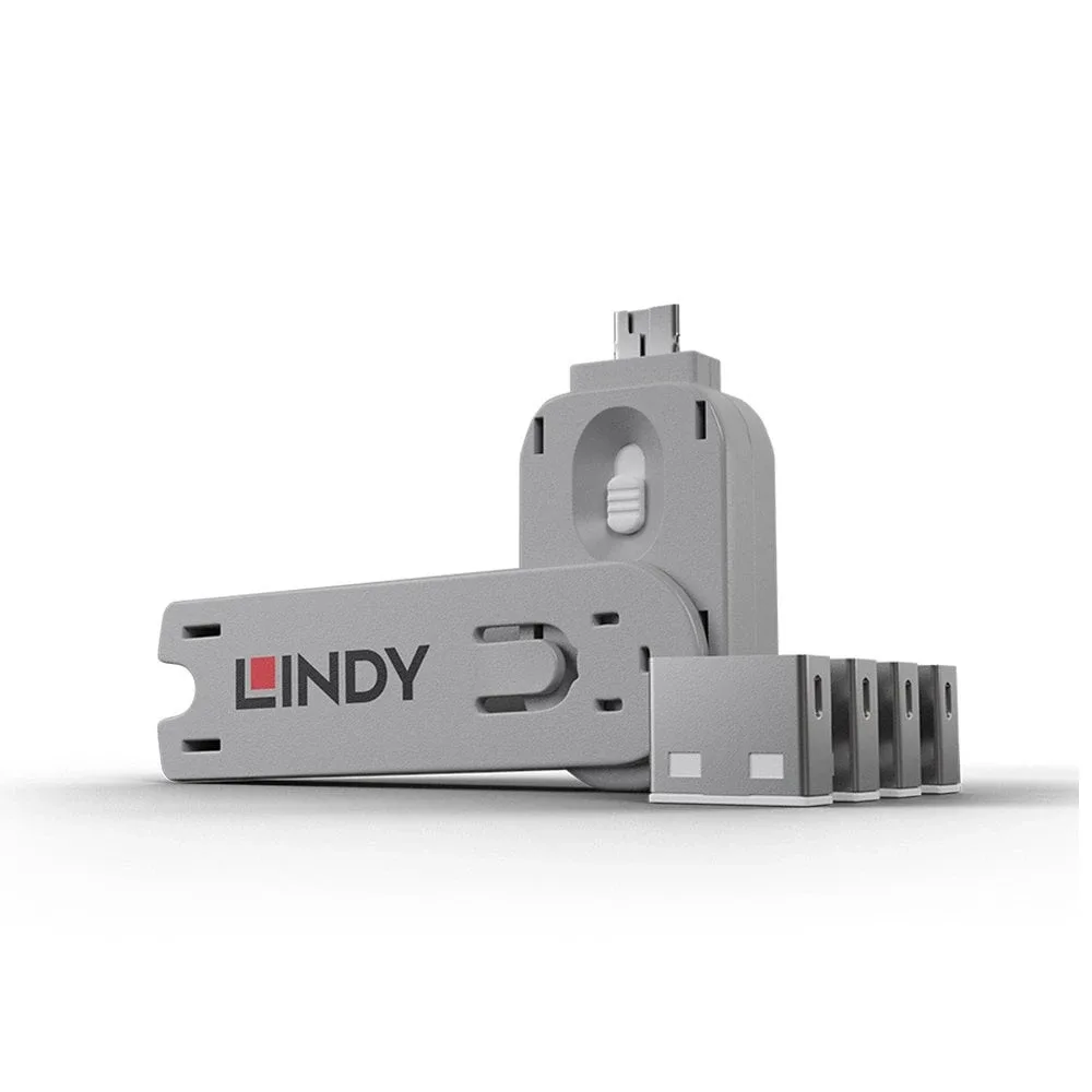 Lindy 40454 USB Port Security Kit White 1 X USB Key + 4 X USB Locks