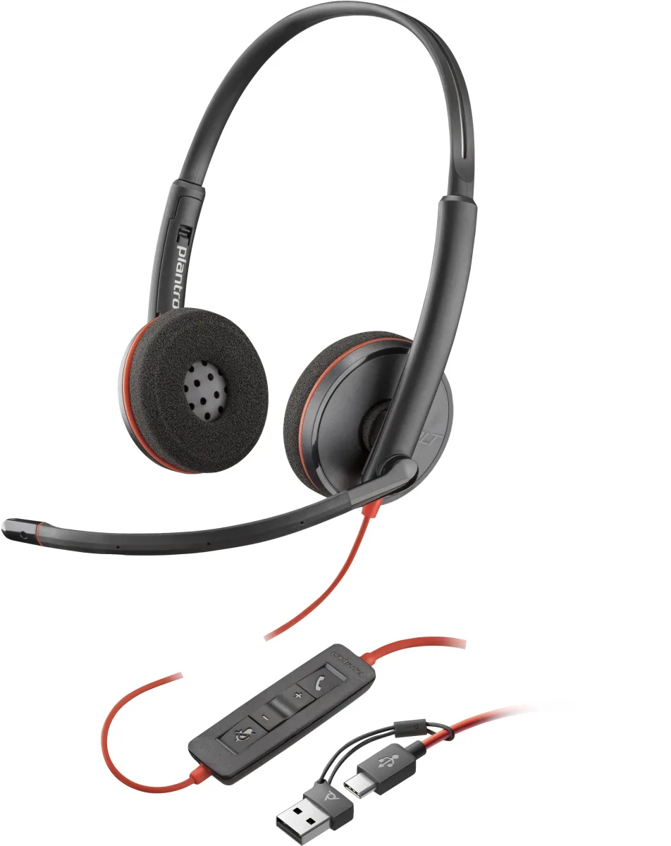 HP Poly Blackwire 3220 - Blackwire 3200 Series - headset - on-ear - wired - USB-C - black - Certified for Skype for Business, Cisco Jabber Certified, Avaya Certified, UC certified