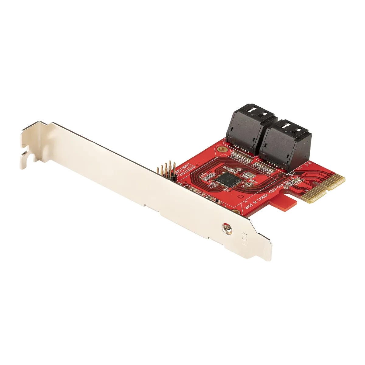 Startech SATA PCIe Card, 4 Port PCIe SATA Expansion card, 6Gbps SATA Card, Low/Full Profile, SATA Stacked Connectors, ASM1164 Non-Raid SATA Controller Card - PCI Express to SATA Converter - Storage controller - SATA 6Gb/s - low profile - PCIe 3.0 x2 - red