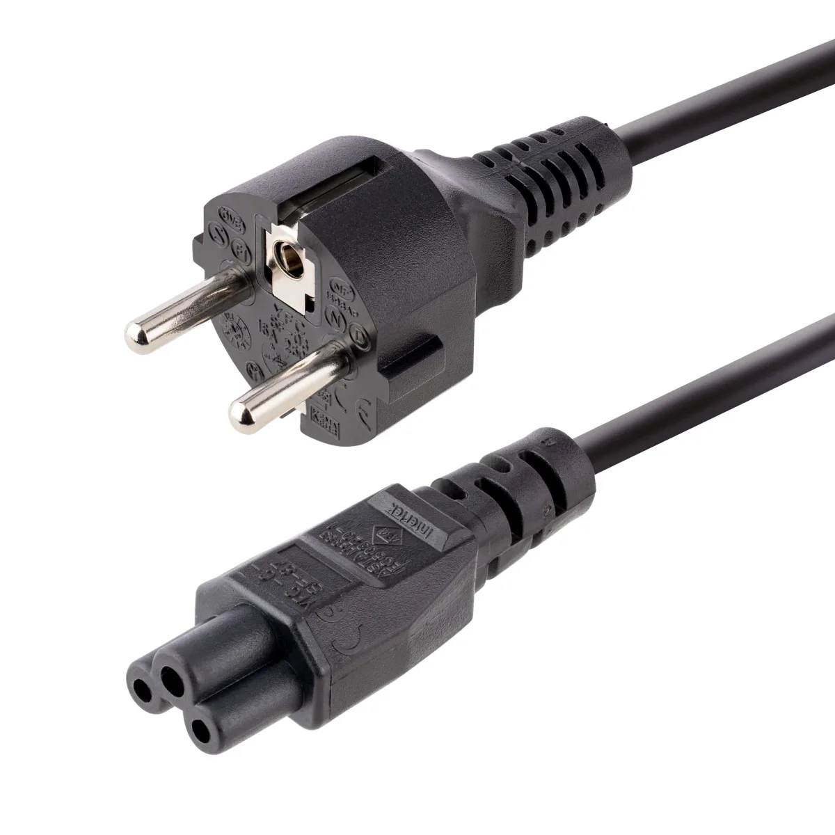 StarTech 1m (3ft) Laptop Power Cord, EU Schuko to C5, 2.5A 250V, 18AWG, Notebook / Laptop Replacement AC Cord, Printer/Power Brick Cord, Schuko CEE 7/7 to Clover Leaf IEC 60320 C5 - Laptop Charger Cable - Power cable - IEC 60320 C5 to power CEE 7/7 (M) - AC 250 V - 1 m - molded - black