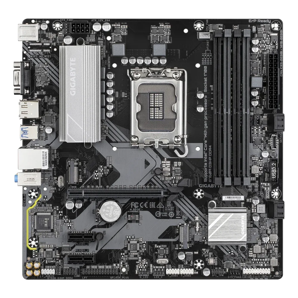 Gigabyte B760M D3HP DDR4 Intel 1700 Socket Motherboard, Micro-ATX, 4x DDR4 Slots, 2x M.2 Sockets, GbE LAN, 1x D-Sub / 1x DisplayPort / 1x HDMI Port