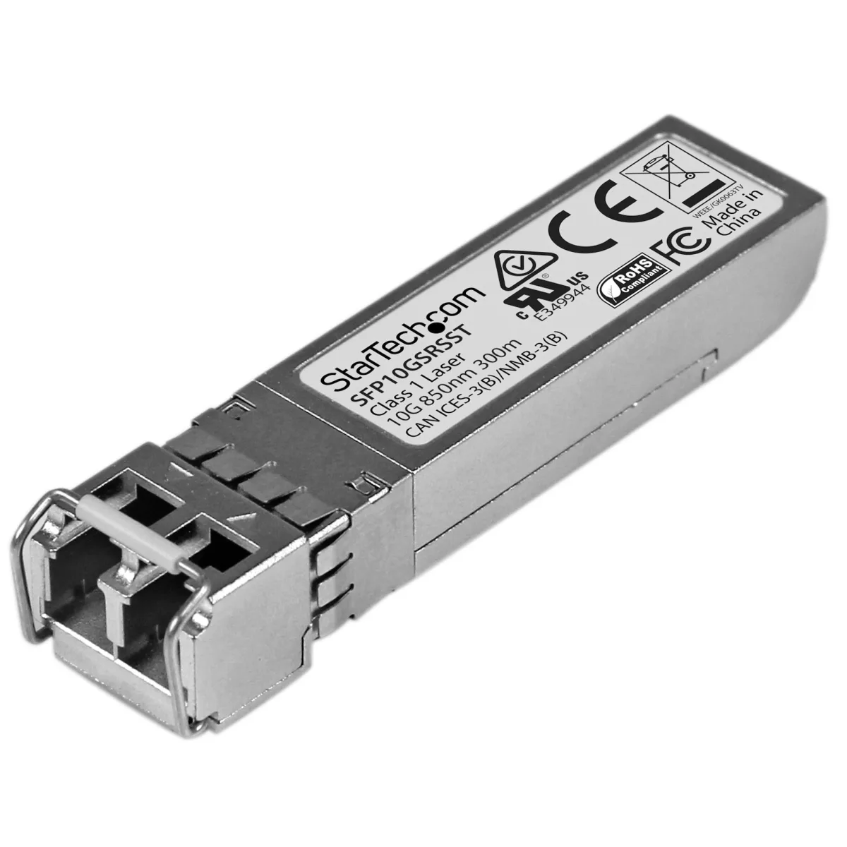 Startech Cisco SFP-10G-SR-S Compatible SFP+ Module, 10GBASE-SR, 10GbE MMF Optic Transceiver, 10GE Gigabit Ethernet SFP+, LC Connector, 300m, 850nm, DDM, Cisco Firepower, ASR9000, C9300 - Lifetime Warranty (SFP10GSRSST) - SFP+ transceiver module (equivalent to: Cisco SFP-10G-SR-S) - 10GbE - 10GBase-SR - LC multi-mode - up to 300 m - 850 nm