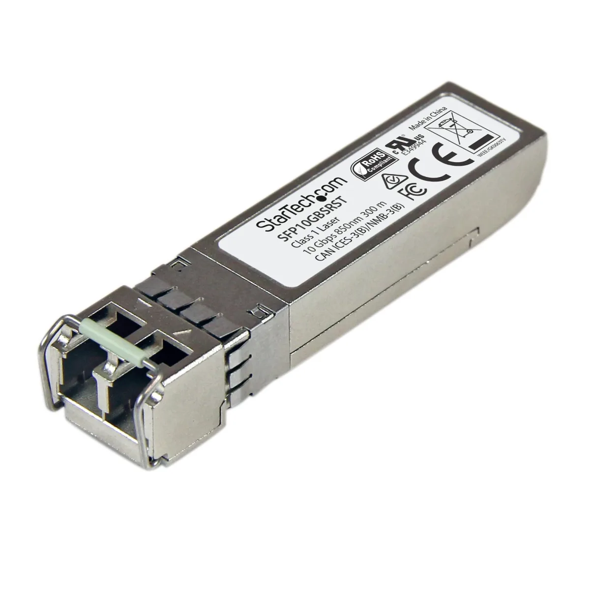 Startech MSA Uncoded Compatible SFP+ Module, 10GBASE-SR, 10GbE Multi Mode (MMF) Fiber Optic Transceiver, 10GE Gigabit Ethernet SFP+, LC Connector, 300m, 850nm, DDM, Mini GBIC Module - Lifetime Warranty (SFP10GBSRST)