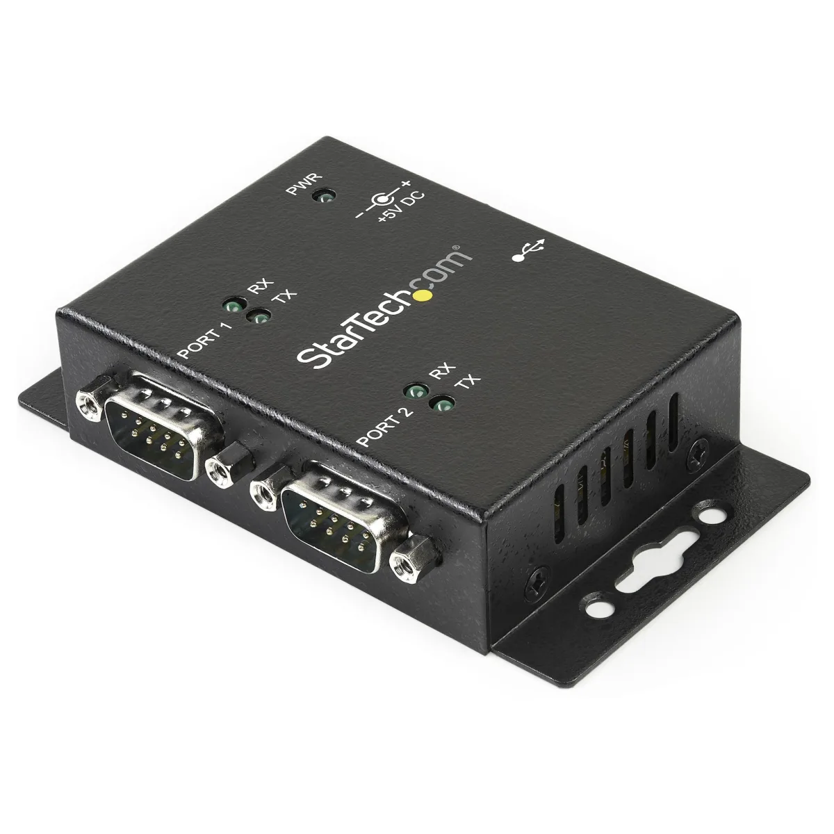 Startech USB to Serial Adapter - 2 Port - Wall Mount - Din Rail Clips - Industrial - COM Port Retention - FTDI - DB9 (ICUSB2322I) - Serial adapter - USB 2.0 - RS-232 x 2 - black