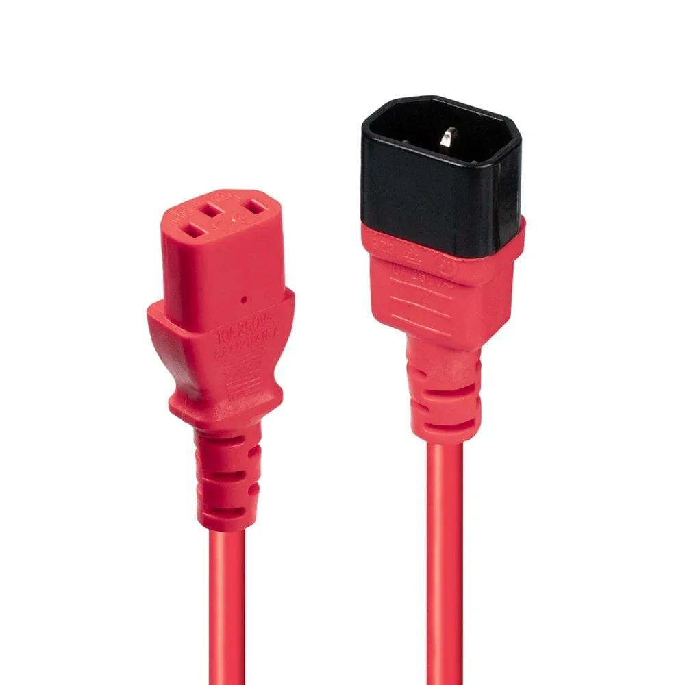 Lindy 30476 0.5M Iec Extension Cable Iec C14 to Iec C13 Red