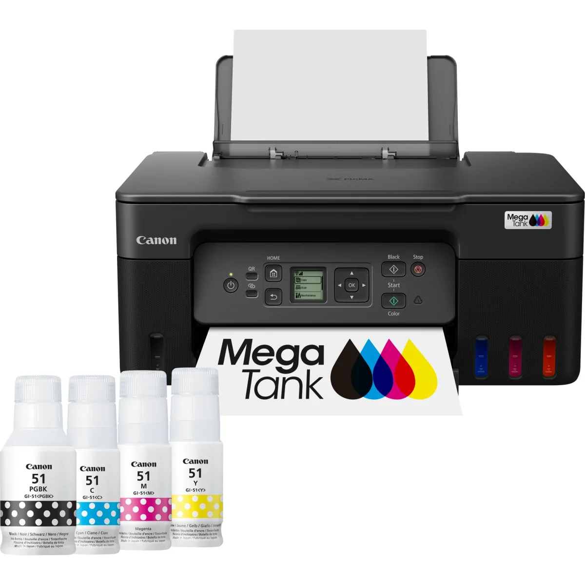 Canon PIXMA G3570 G 3570 MegaTank - Multifunction printer - colour - inkjet - refillable - Legal (216 x 356 mm) (original) - A4/Legal (media) - up to 11 ipm (printing) - 100 sheets - USB 2.0, Wi-Fi(ac) - black