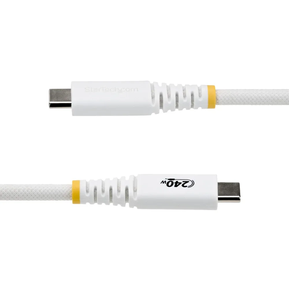 StarTech - USB cable - USB-C (M) to USB-C (M) - USB 2.0 - 5 A - 3 m - ultra flexible, USB Power Delivery (240W), extended power range (EPR), rugged, USB-IF Certified - white