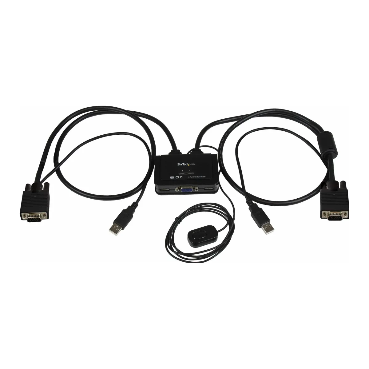 Startech 2 Port USB VGA Cable KVM Switch - USB Powered with Remote Switch - KVM with VGA - Dual Port VGA KVM Switch (SV211USB) - KVM switch - 2 x KVM port(s) - 1 local user - desktop