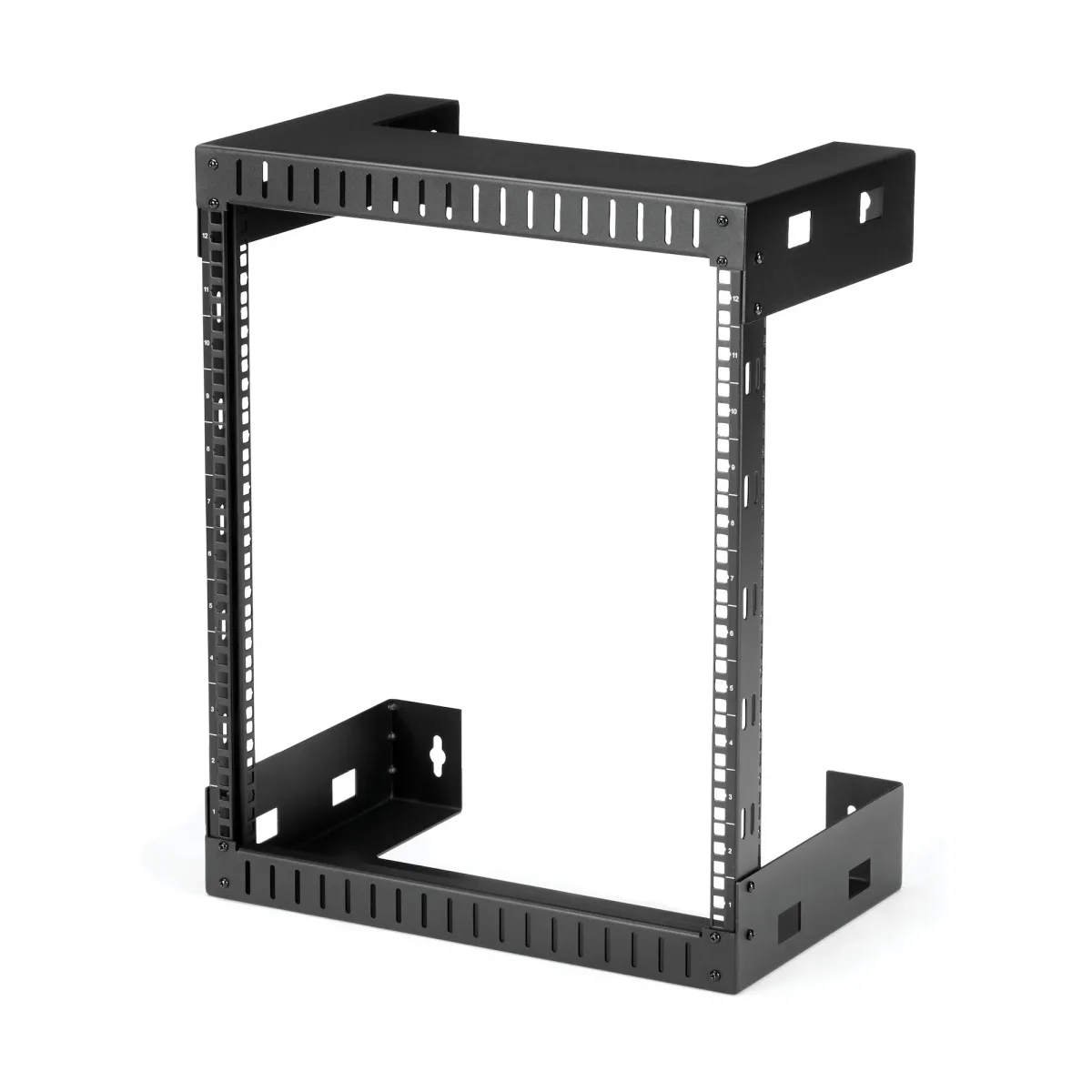 Startech 12U 19" Wall Mount Network Rack - 12" Deep 2 Post Open Frame Server Room Rack for Data/AV/IT/Computer Equipment/Patch Panel with Cage Nuts & Screws 200lb Capacity, Black (RK12WALLO)