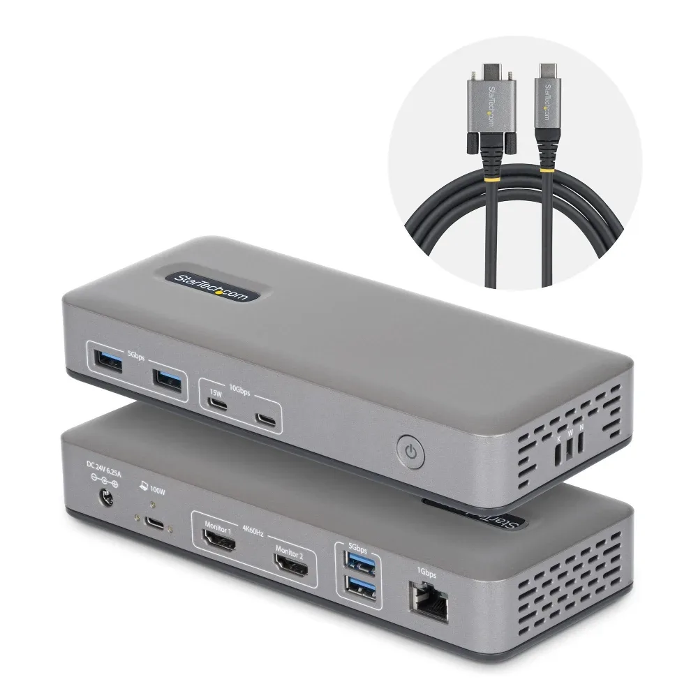 Startech - Docking station - for laptop - USB-C 3.2 Gen 2 - 2 x HDMI - 1GbE - United Kingdom, Europe