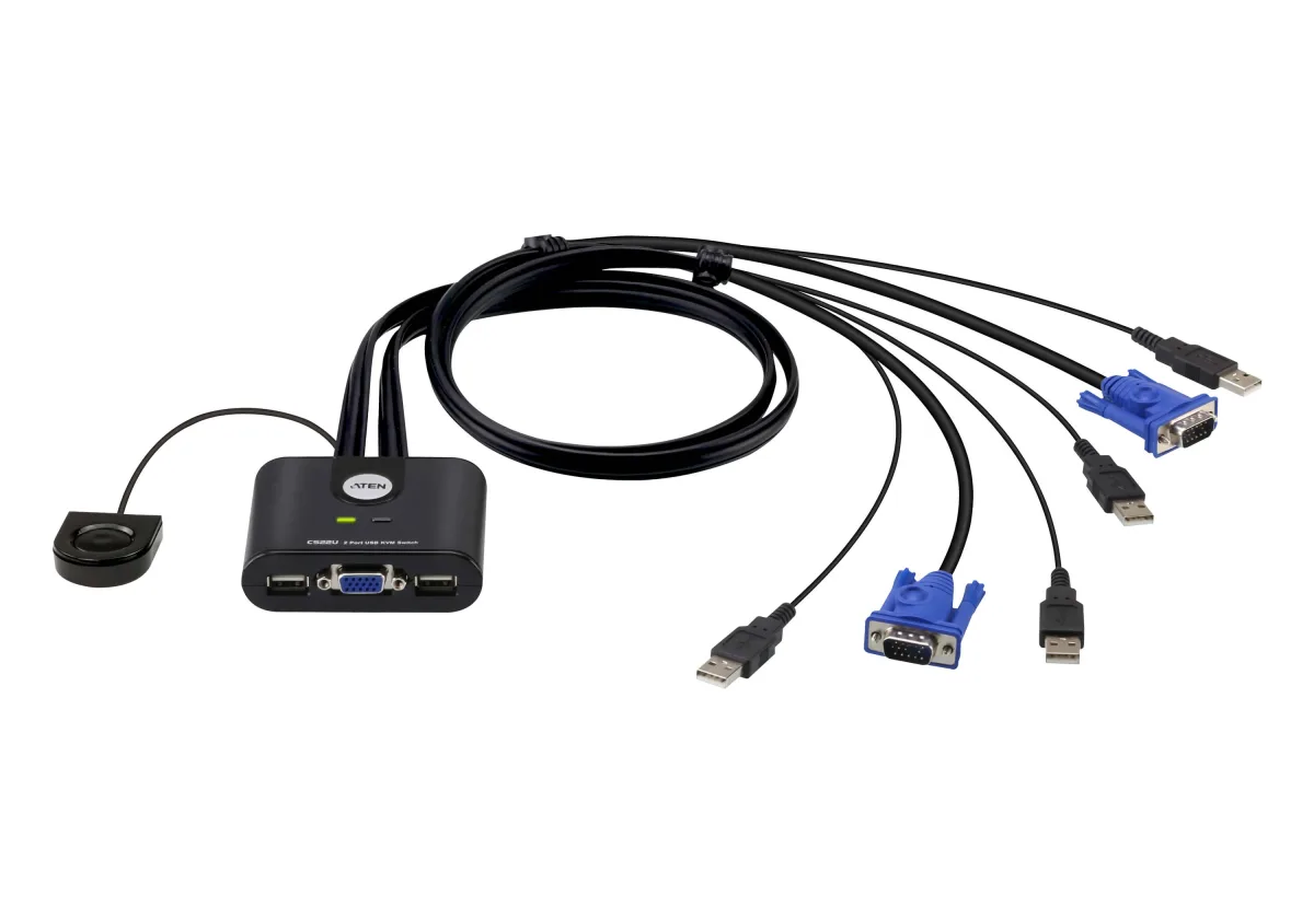 ATEN CS22U - KVM switch - 2 x KVM port(s) - 1 local user - desktop