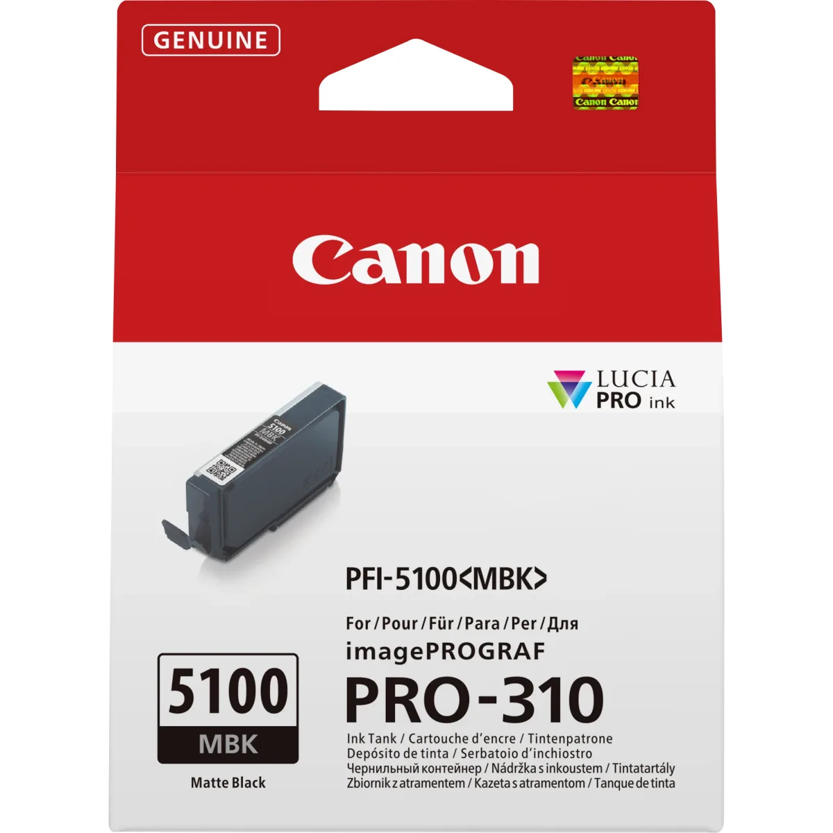 Canon PFI-5100 MBK - 14.4 ml - matte black - original - hanging box - ink tank - for imagePROGRAF PRO-310