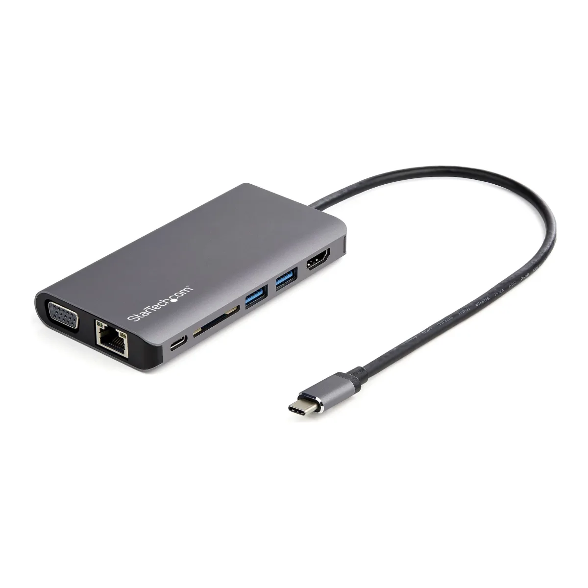 Startech USB C Multiport Adapter, USB-C Mini Travel Dock with 4K HDMI or 1080p VGA, 3x USB 3.0 Hub, SD, GbE, Audio, 100W PD Pass-Through, Portable Docking Station for Laptop/Tablet - USB 3.0 Mini Dock - Docking station - USB-C - VGA, HDMI - 1GbE
