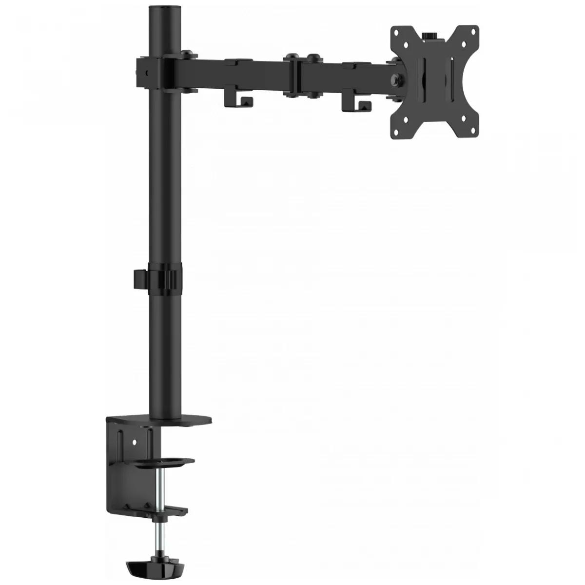 Monitor desk post mount - fits display 13 to 32" with VESA sizes 75 x 75 or 100 x 100 - 2 part arm - rotate - quick-release - swivel and tilt - clamp or grommet - post height 440 mm - max reach 460 mm - swl 8 kg - matt black