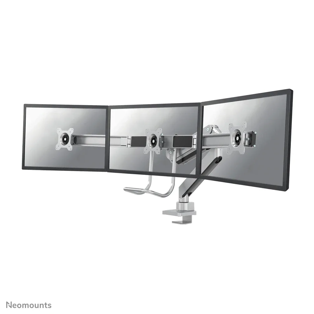 Neomounts NM-D775DX3 - Mounting kit - full-motion - for 3 LCD displays - silver - screen size: 17"-24" - clamp mountable, grommet, desk-mountable