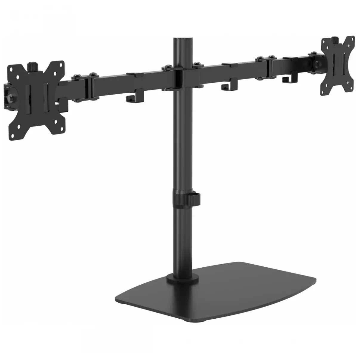 Monitor desk stand mount - fits two display 13 to 32" with VESA sizes 75 x 75 or 100 x 100 - post height 452 mm - max between screen centres 790 mm - rotate - swivel and tilt - quick release - thumbscrews - matt black