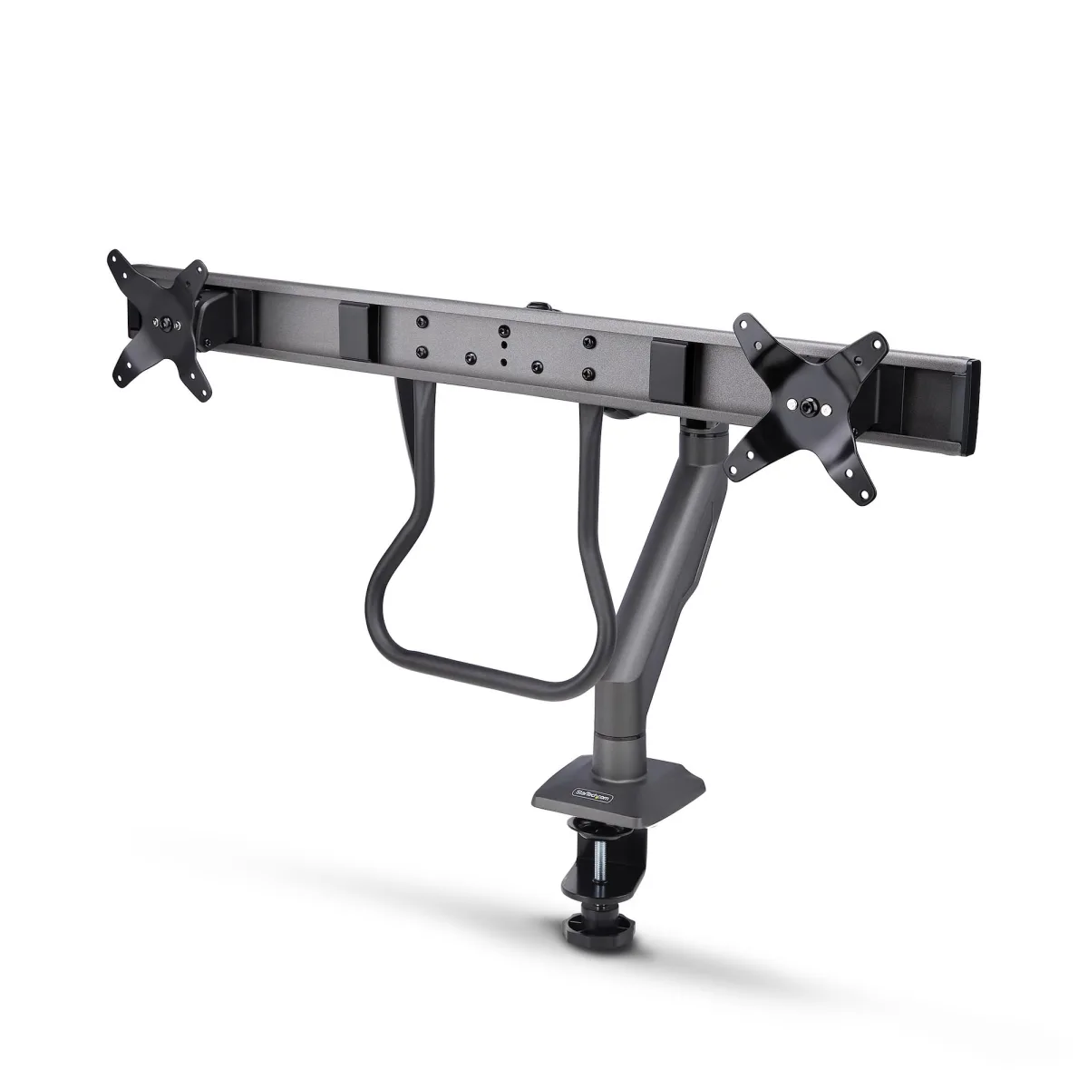 Startech Desk Mount Dual Monitor Arm w/ Crossbar, Up To 27" Displays - Mounting kit - articulating, mechanical spring - for 2 LCD displays - plastic, steel - black - screen size: 17"-27" - desk-mountable - TAA Compliant