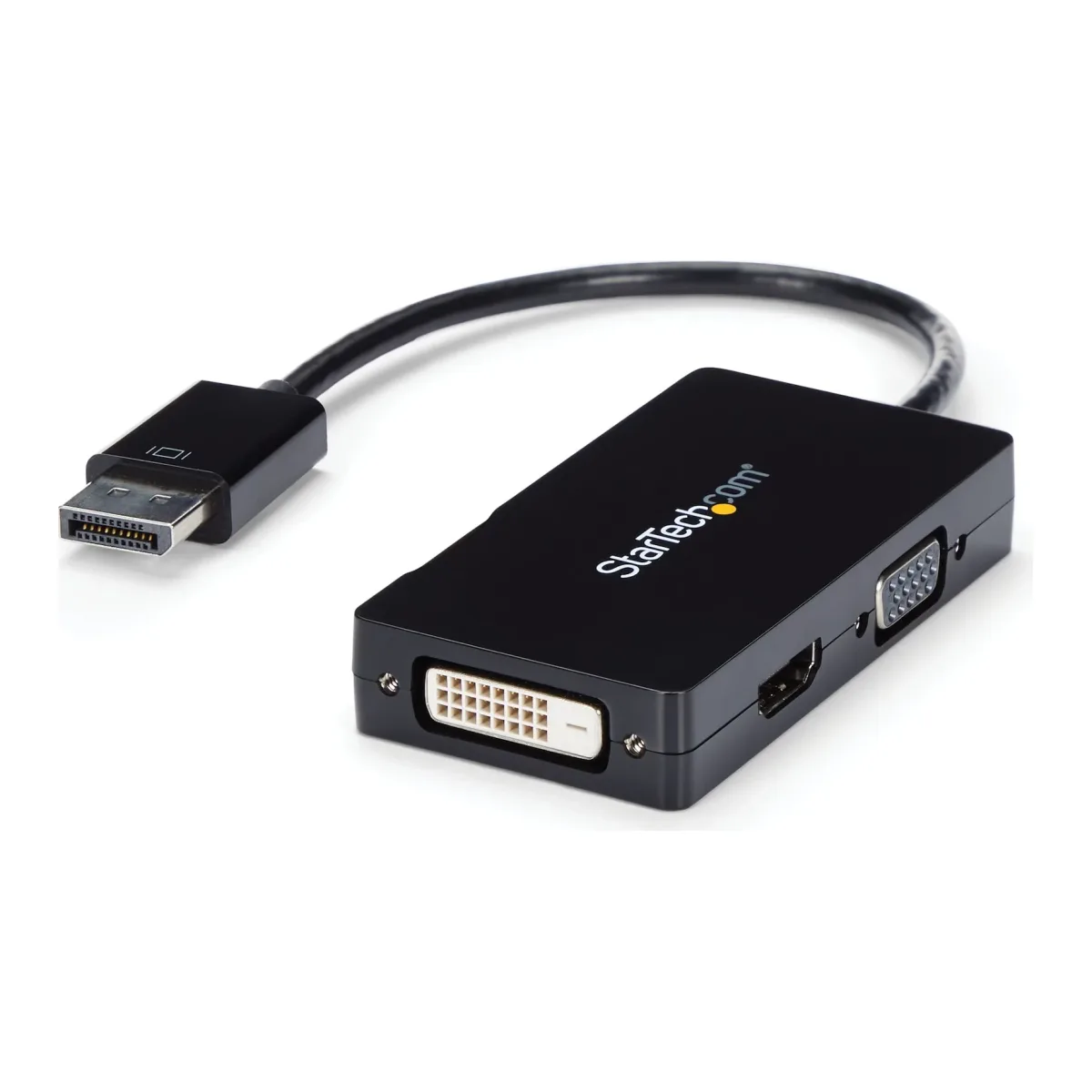 Startech 3 in 1 DisplayPort Multi Video Adapter Converter - 1080p DP Laptop to HDMI VGA or DVI Monitor or Projector Display (DP2VGDVHD) - Adapter - DisplayPort male to HD-15 (VGA), DVI-D, HDMI female - 26.6 m - black - active, 1920 x 1200 (WUXGA) support