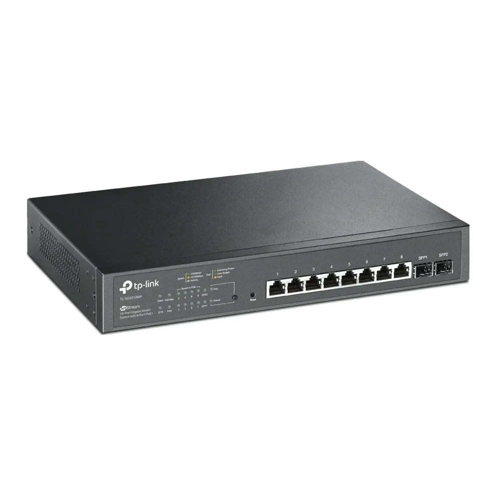 TP-Link JetStream TL-SG2210MP 10-Port Metal Gigabit Smart PoE Switch with 8-Port PoE+ (150W)