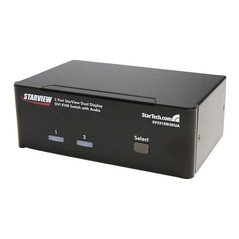 Startech DVI KVM Switch with Audio & USB 2.0 Hub - 2-Port USB KVM Switch - 1920 x 1200 - Dual Monitor KVM Switch (SV231DD2DUA) - KVM / audio / USB switch - 2 x KVM / audio / USB - 1 local user - desktop - for P/N: IM12D1500P, SVA12M2NEUA, SVA12M5NA, USBDVI4N1A10, USBDVI4N1A6