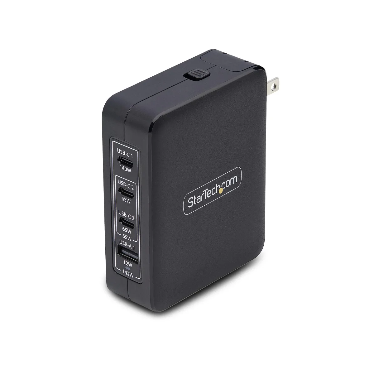 Startech 140W USB-C Wall Charger, USB-C/USB-A, PD GaN Power Adapter - Power adapter - GaN technology - 140 watt - 5 A - Power Delivery 3.1 - 4 output connectors (USB, 3 x USB-C) - black